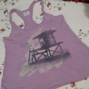 Lavender Beach scene AOE racerback tank size small